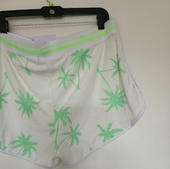 NWT Couture Terry Cloth Surf Green Palm Tree Piping Shorts sz-Xl - Picture 5 of 6